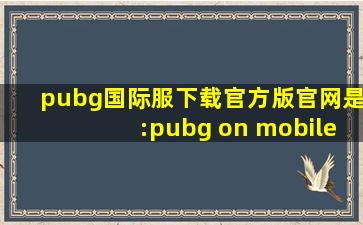 pubg国际服下载官方版官网是:pubg on mobile